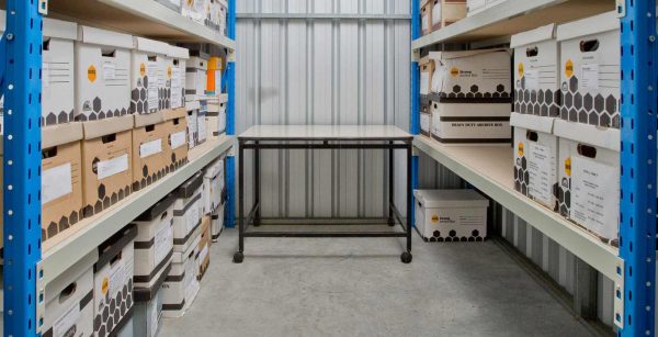 Boxes in a storage unit